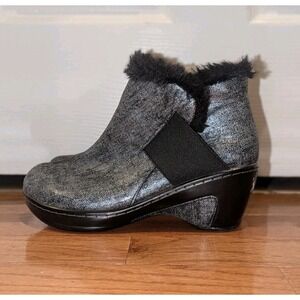 Cozy Cottage JBU by Jambu Faux Fur Vegan‎ Ankle Boots Silver Black 8.5